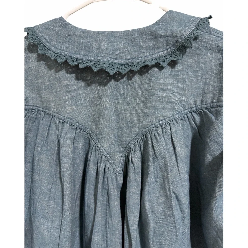 Free People We The Free Baby Blues Summit Shirt Blue As Header Women's Size‎ XS